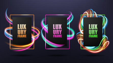 modern frames with dynamic neon glowing lines vector image