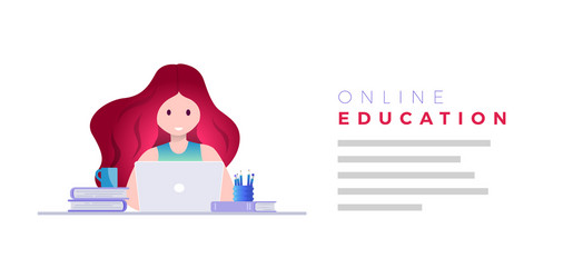 Online education self learning concept vector