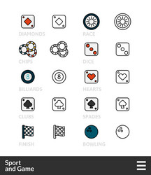 Black and color outline icons thin stroke line vector