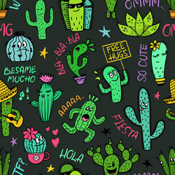 Cute Cactus Pattern - Desert Vibes vector image