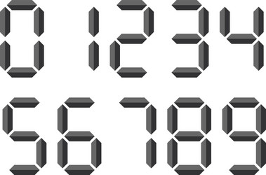 grey digital numbers seven-segment vector