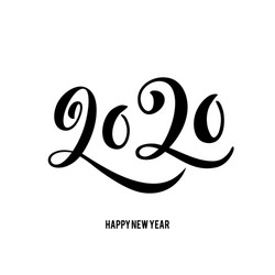 happy new year 2020 card with hand drawn lettering Vector Image