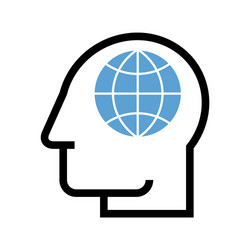 man with globe global symbol vector