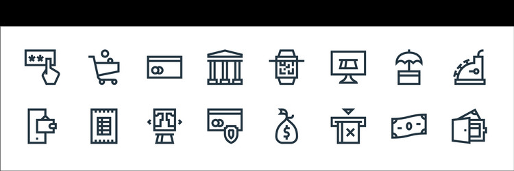 Payment line icons linear set quality vector