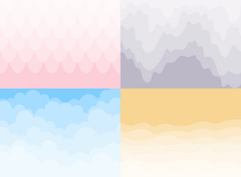 set different background sky and clouds waves vector