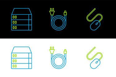 set line computer mouse server data web hosting vector