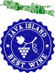 Collage of grape wine map java island and best vector