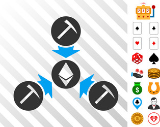 Ethereum mining pool icon with bonus vector