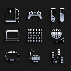 set binary code social network computer vector image