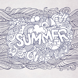 Summer hand lettering and doodles elements vector