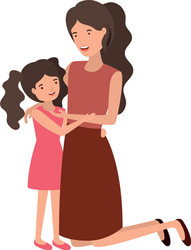 Woman with daughter avatar character vector