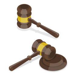 3D Isometric Judge Gavel Concept vector image
