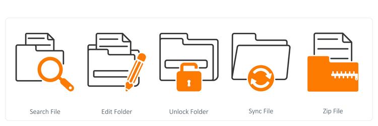 a set of 5 files icons as search file edit folder vector image