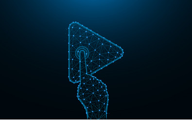 click on play made from points and lines dark vector image