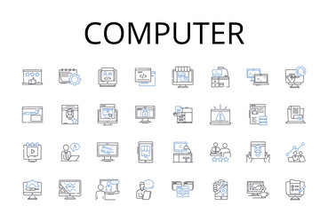 Computer line icons collection laptop desktop vector