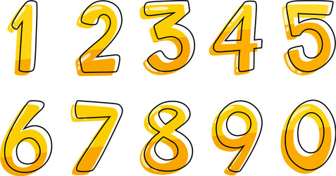 Font design for numbers one to zero on white vector