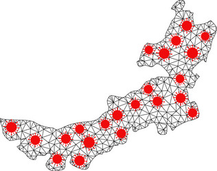 Mesh polygonal map inner mongolia with red vector
