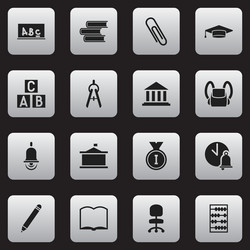 set of 16 editable university icons includes vector image