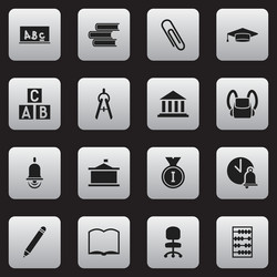 Set of 16 editable university icons includes vector