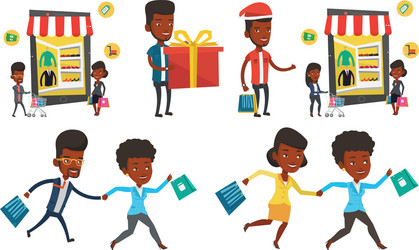 Set of shopping people characters vector