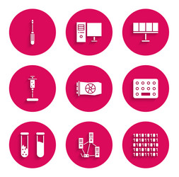 set video graphic card computer network binary vector image