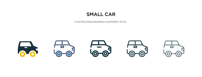 Small car icon in different style two colored vector