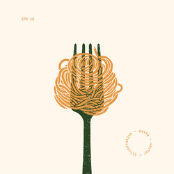 Spaghetti pasta on a fork design element vector