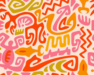 tiki seamless pattern aztec textile print vector image