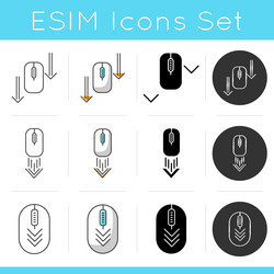 Computer mouse and arrowheads icons set scrolling vector