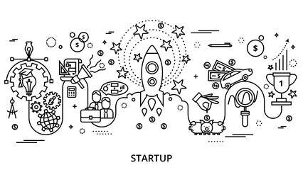 Concept of startup project for graphic and web vector