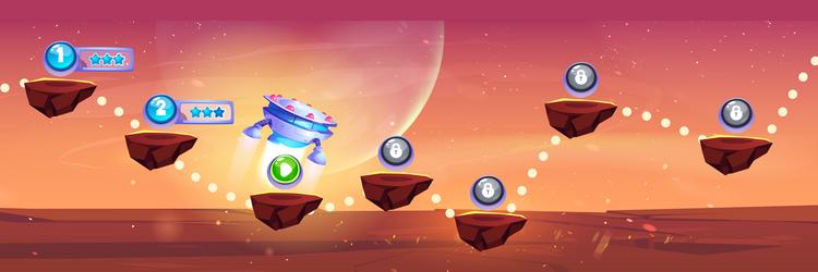 galaxy space game level map on mars planet vector image