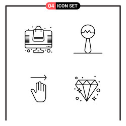 Set 4 line style icons for web and mobile vector