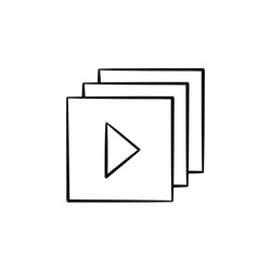 video player interface with play button hand drawn vector