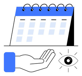 calendar open hand and eye depicting planning vector image