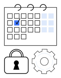 calendar with checkmark and security lock vector image