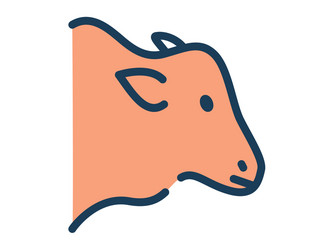 Cow single isolated icon with dash or dashed line vector