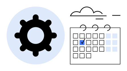 gear with calendar and cloud representing workflow vector image