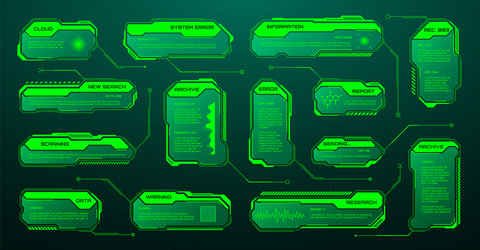 Green futuristic hud ui elements sci-fi user Vector Image