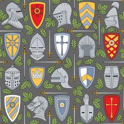 Knightly Shield and Helmet Pattern vector image