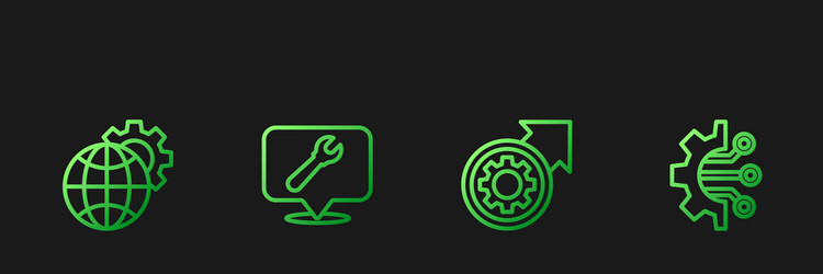 set line gear and arrows as workflow process vector image