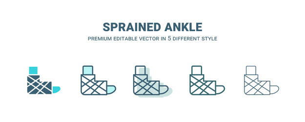 sprained ankle icon in 5 different style outline vector image