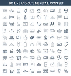 100 retail icons vector