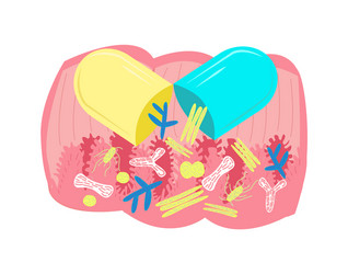 flat open probiotic capsule vector