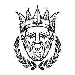 old king the cannabis crown monochrome Vector Image