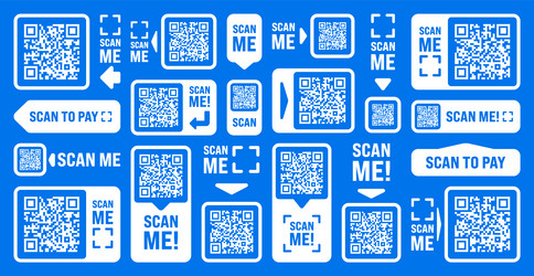 scan me qr code sticker with text online payment vector image