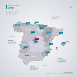 spain map with infographic elements pointer marks vector image