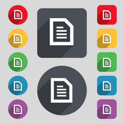 Text file document icon sign a set of 12 colored vector