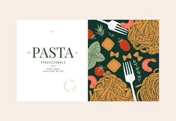 Various kind of pasta design template vector