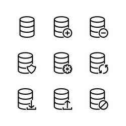 database icon set icons vector image