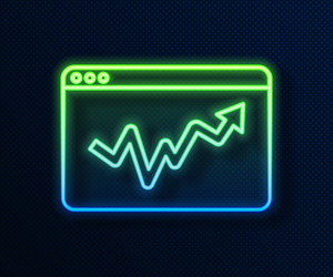glowing neon line graph schedule chart diagram vector image